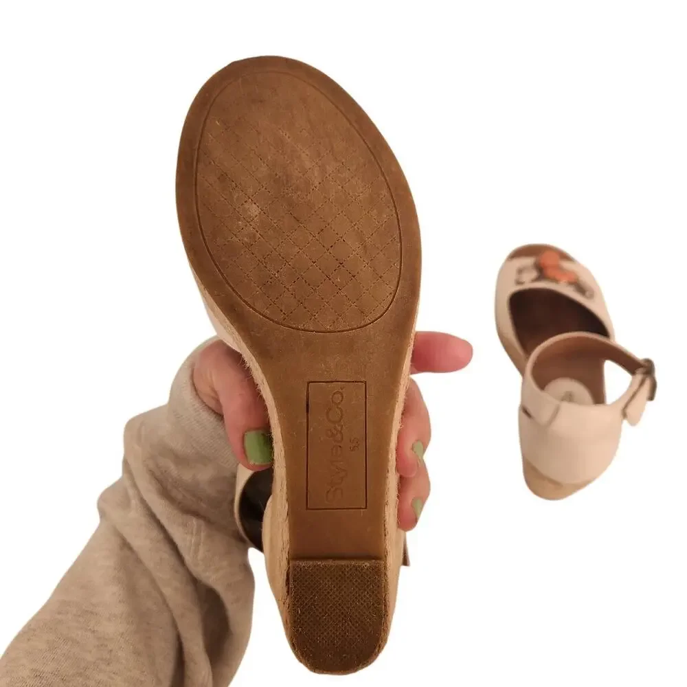 Style & Co.  Women's Seleeney Stone Embellished Wedge Sandals 5.5M